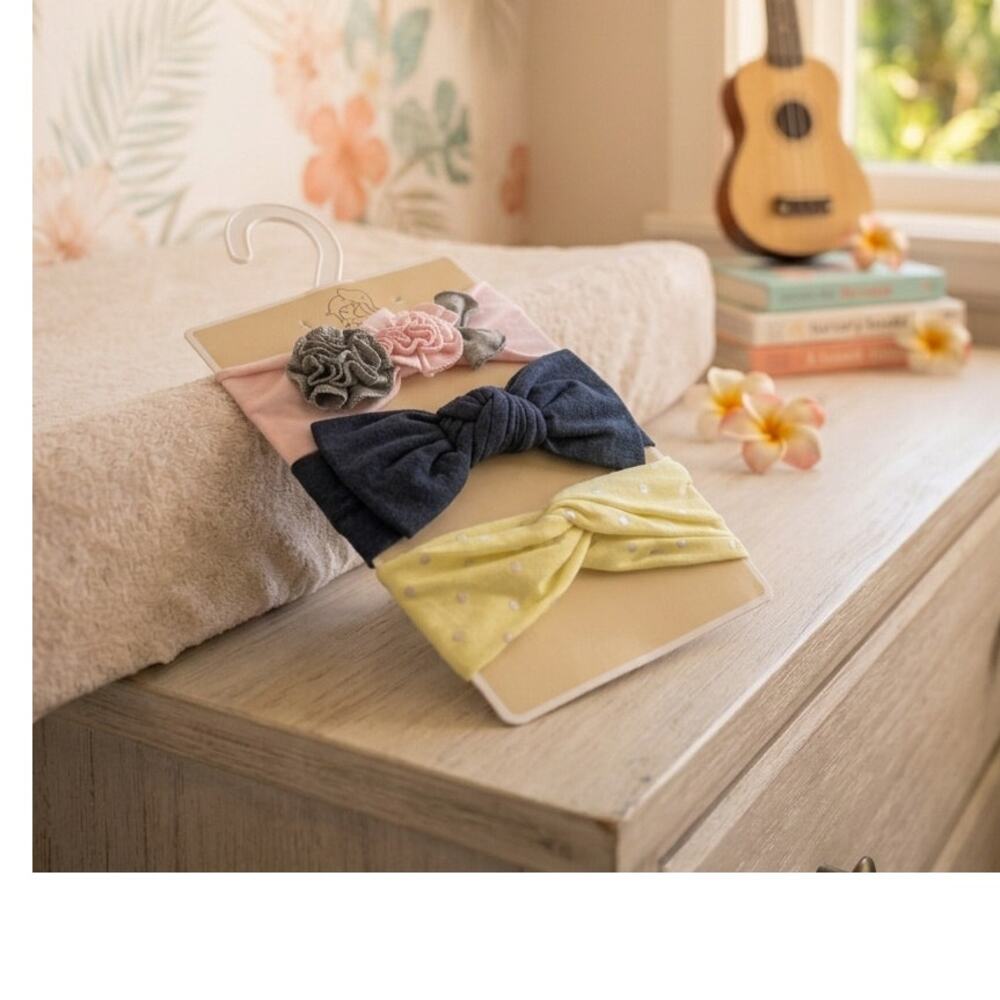 First Impressions Macys Baby Girl Headband Set One Size Floral Navy Yellow